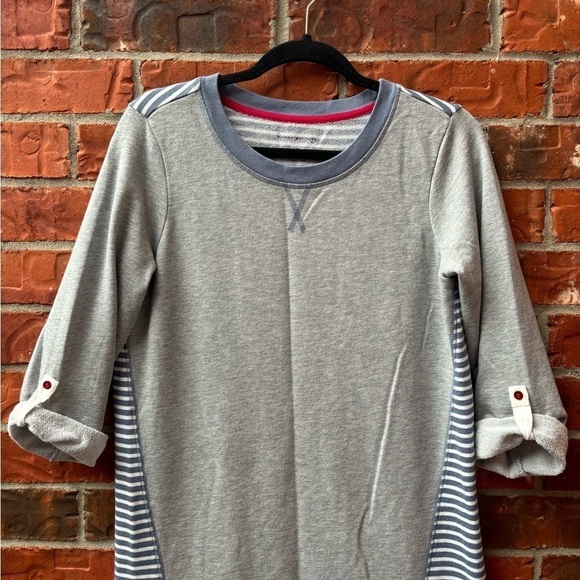 Tommy Hilfiger Womens Medium Gray Stripe Roll Tab Tunic Sweater Dress - Picture 2 of 9